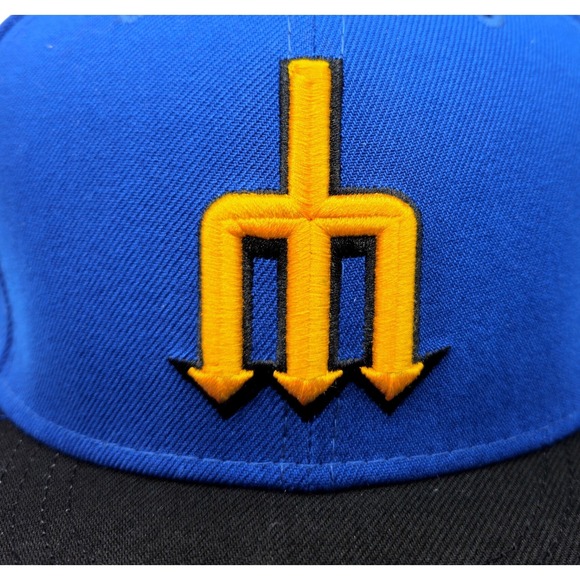 New Era 9FIFTY Seattle Mariners Trident Snapback Hat Blue Black Yellow MLB Cap - Picture 2 of 9